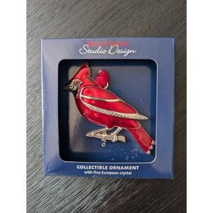 Red Cardinal Ornament Fine European Crystals Regent Square Studio Design Holiday